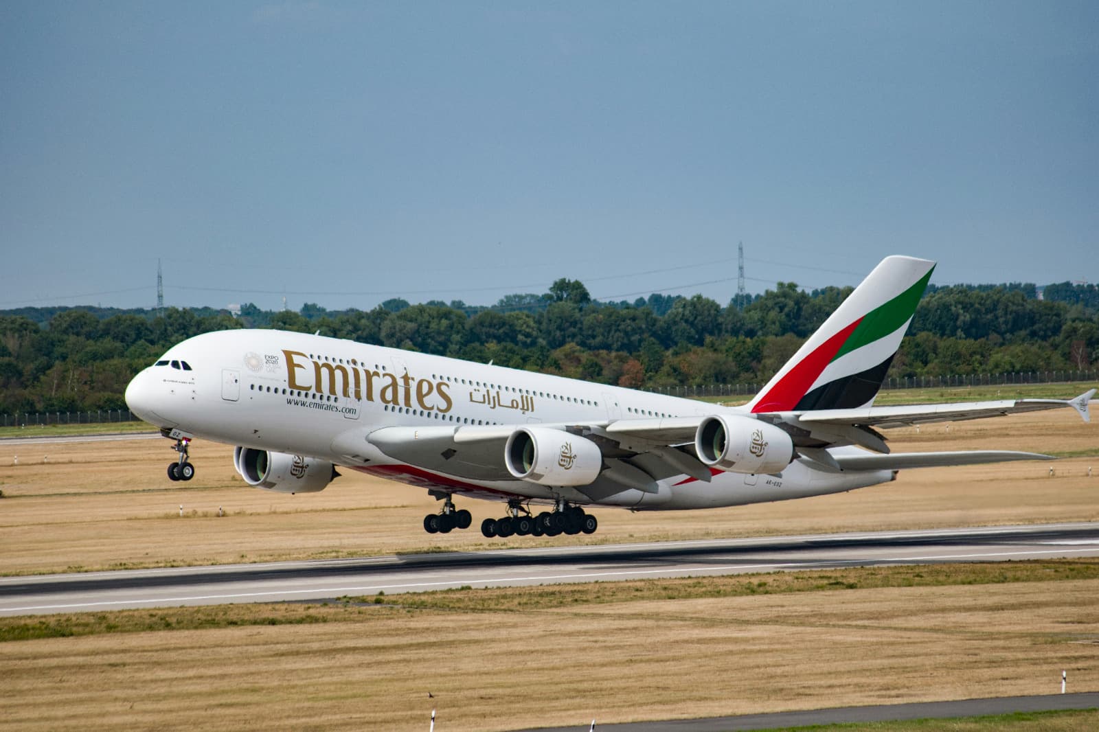 Commercial aircraft taking off from the runway